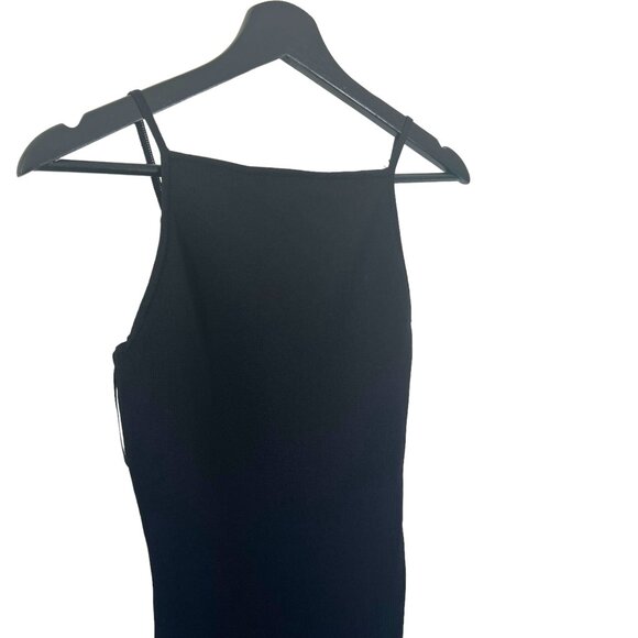 Zara Black Sleeveless Square Neckline Mini Knit Bodycon Dress Small - Picture 2 of 12